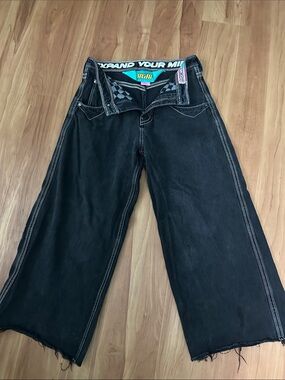 A.Lab Mega Rave Cyber Dog Wide Leg Jeans - Size 30 Black Skater
